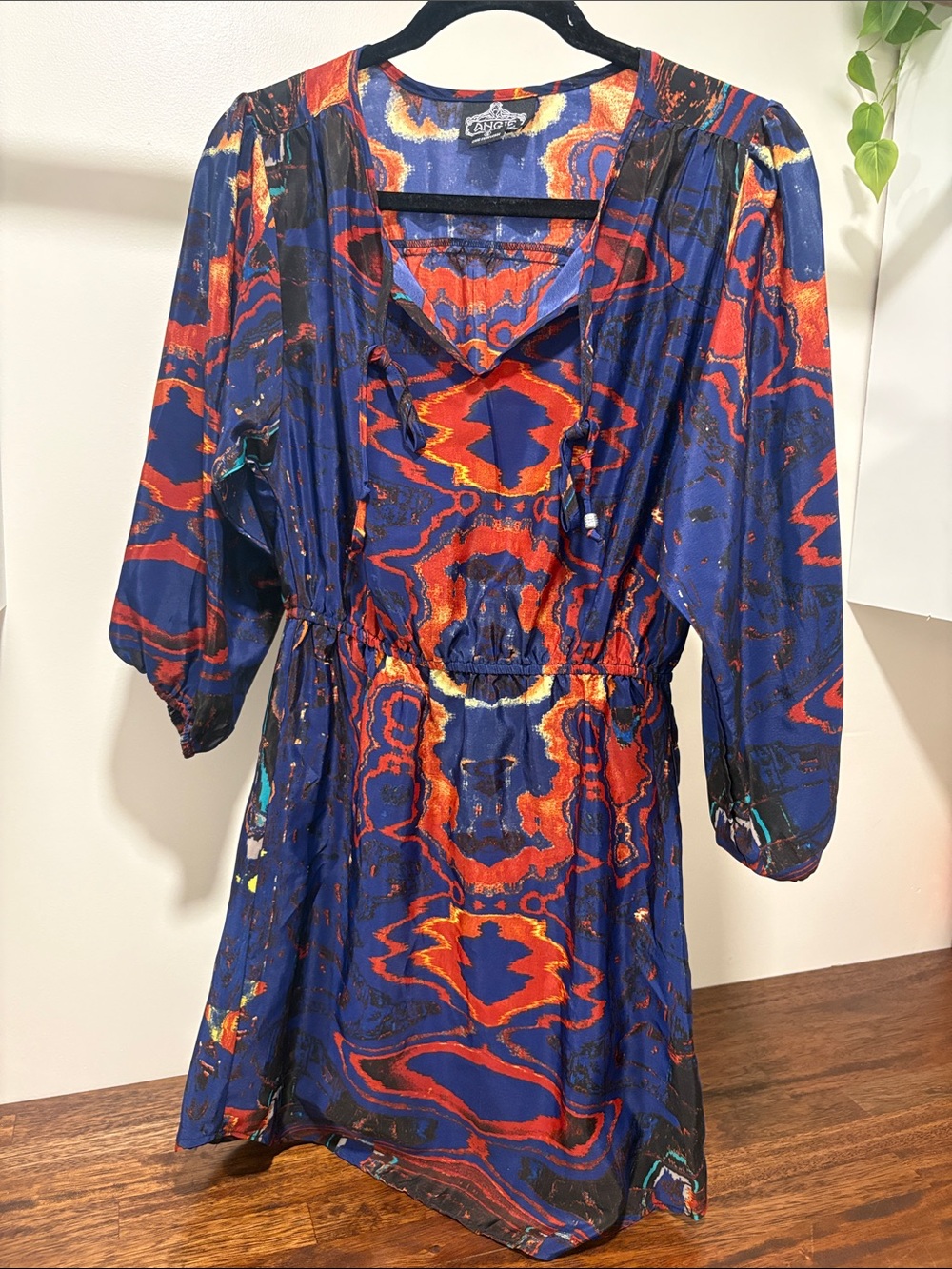 Angie Blue and Red Abstract Print Mini Dress